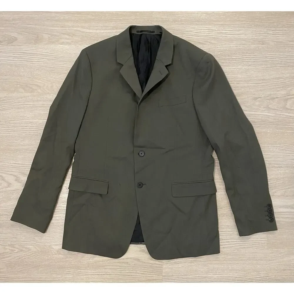 Theory Traceable Wool Twill Sport Coat Jacket Mens 42R Green 2 Button